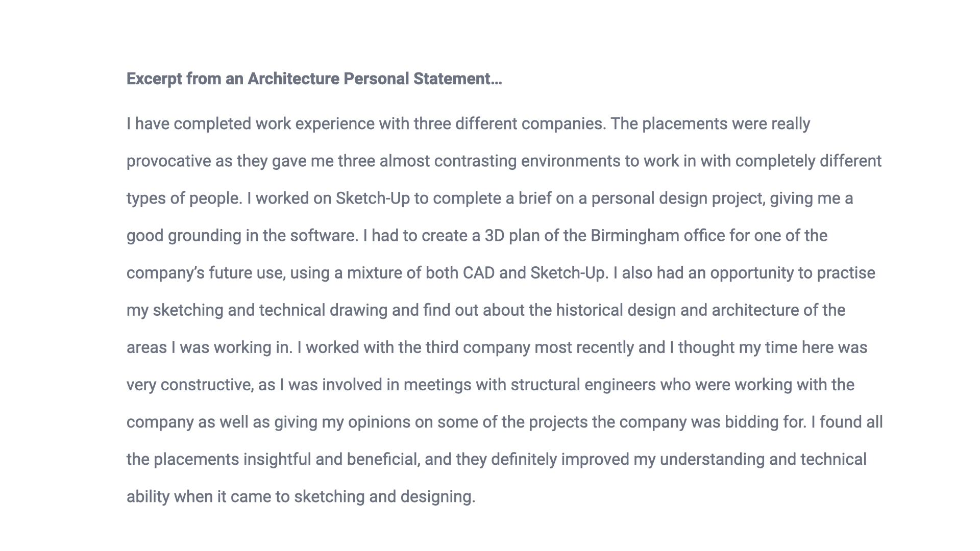 masters in architecture personal statement
