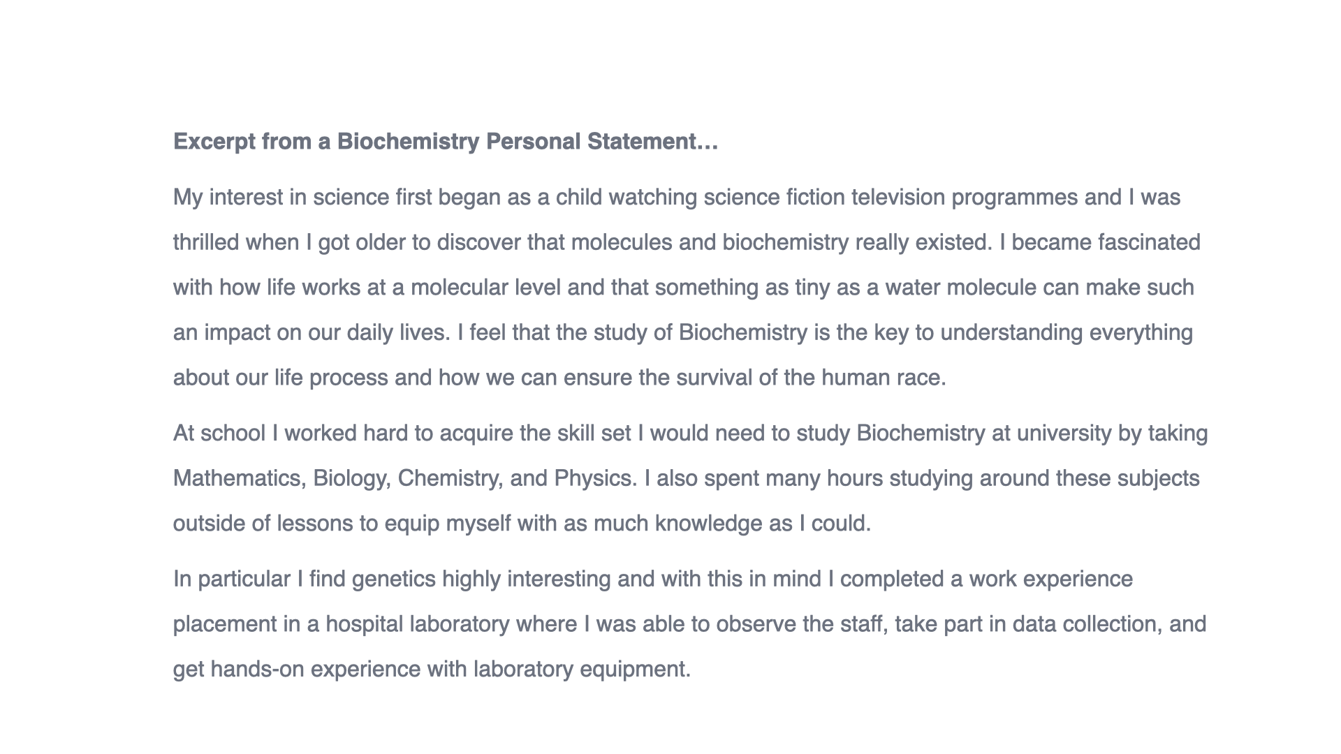 biochemistry oxford personal statement